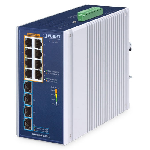 Switch PoE Gigabit No Administrable DIN-rail